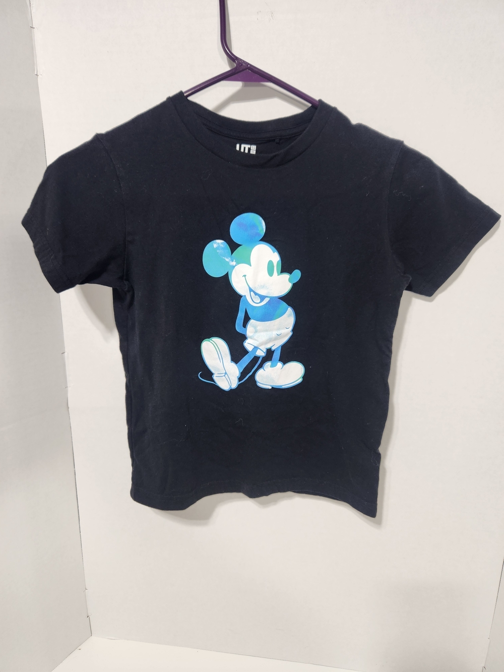 Uniqlo Black Kids' Mickey Mouse Holographic Tee